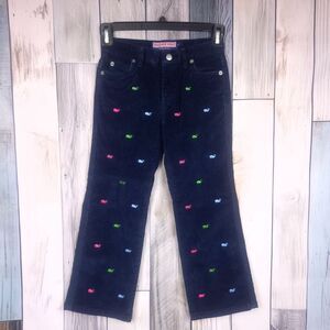 Vineyard Vines Girls Blue Corduroy Pants with Whales Embroidery size 6